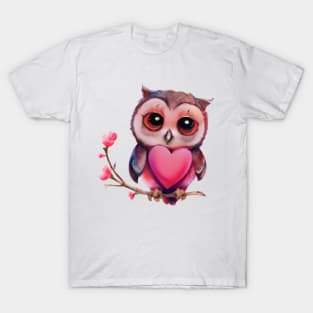 Cute Owl With Valentine Heart T-Shirt